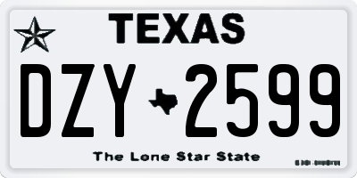 TX license plate DZY2599