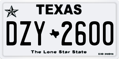 TX license plate DZY2600