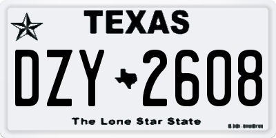 TX license plate DZY2608