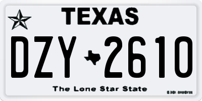 TX license plate DZY2610