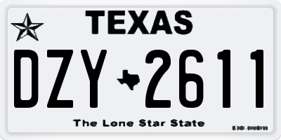 TX license plate DZY2611