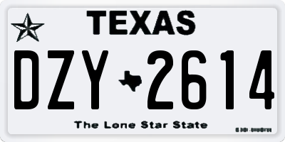 TX license plate DZY2614