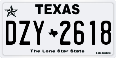 TX license plate DZY2618