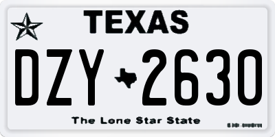 TX license plate DZY2630