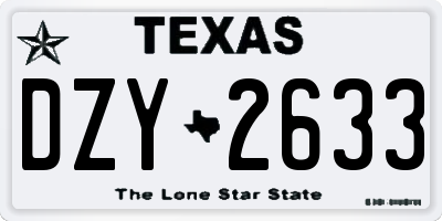 TX license plate DZY2633