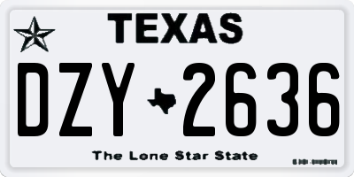 TX license plate DZY2636