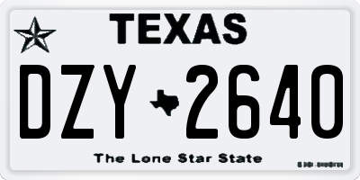 TX license plate DZY2640