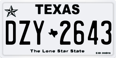 TX license plate DZY2643