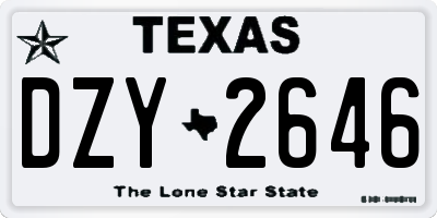 TX license plate DZY2646