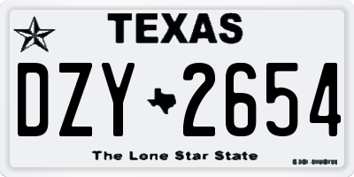 TX license plate DZY2654