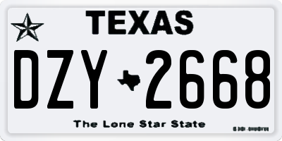 TX license plate DZY2668