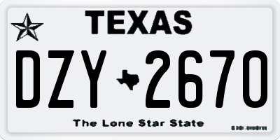 TX license plate DZY2670