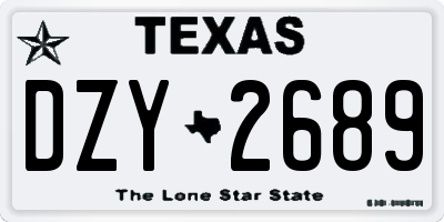 TX license plate DZY2689