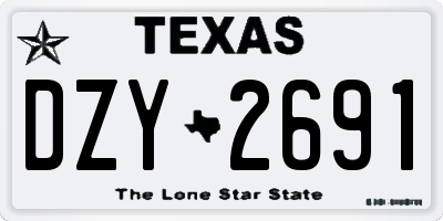 TX license plate DZY2691