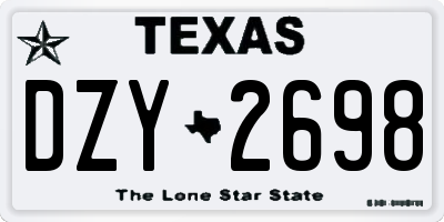 TX license plate DZY2698