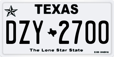 TX license plate DZY2700