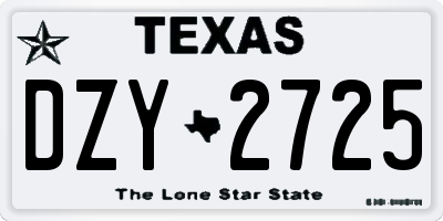 TX license plate DZY2725