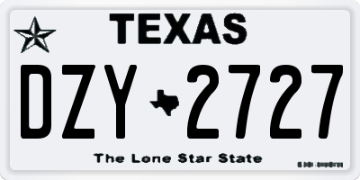 TX license plate DZY2727