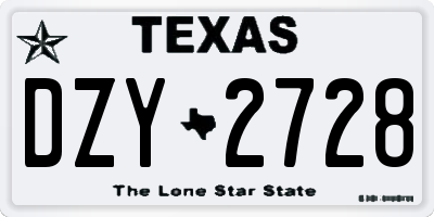 TX license plate DZY2728