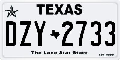 TX license plate DZY2733