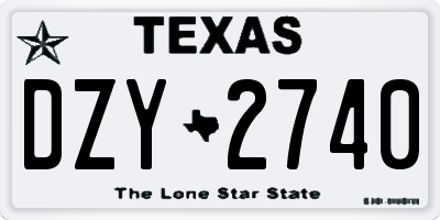 TX license plate DZY2740