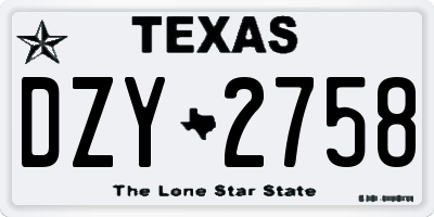 TX license plate DZY2758