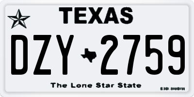 TX license plate DZY2759