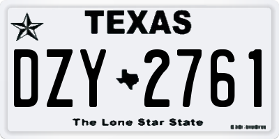 TX license plate DZY2761