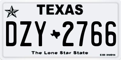 TX license plate DZY2766