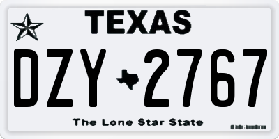 TX license plate DZY2767
