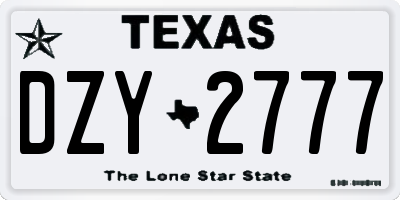 TX license plate DZY2777