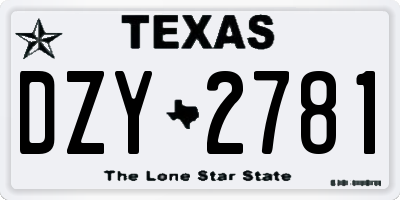 TX license plate DZY2781