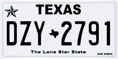 TX license plate DZY2791