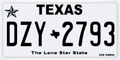 TX license plate DZY2793