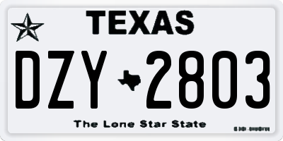 TX license plate DZY2803