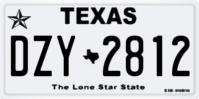 TX license plate DZY2812