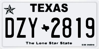 TX license plate DZY2819