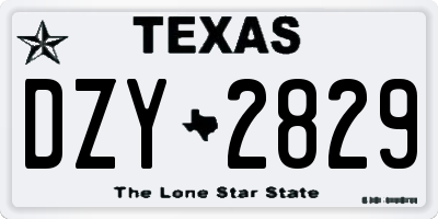 TX license plate DZY2829