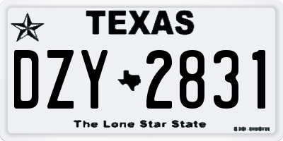 TX license plate DZY2831
