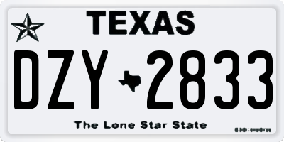 TX license plate DZY2833