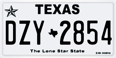TX license plate DZY2854
