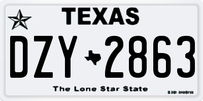 TX license plate DZY2863