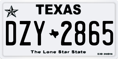 TX license plate DZY2865