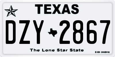 TX license plate DZY2867