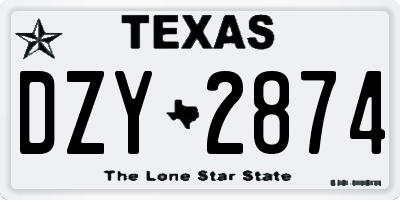 TX license plate DZY2874