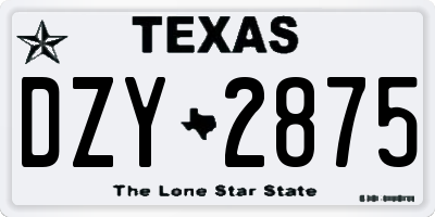 TX license plate DZY2875