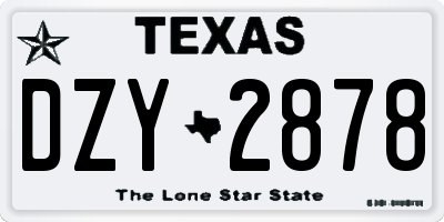 TX license plate DZY2878