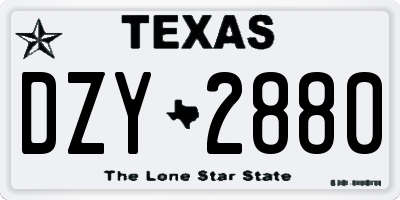 TX license plate DZY2880