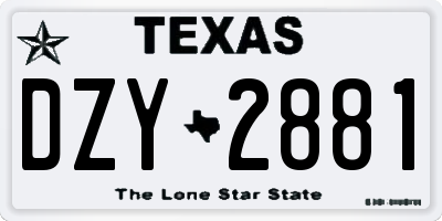 TX license plate DZY2881