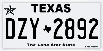 TX license plate DZY2892